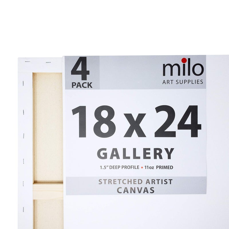 milo Stretched Artist Canvas | 18x24 inches | 4 Pack | 1.5â€ inch Thick Gallery Profile | 11 oz Primed Large Canvases for Painting, Ready to Paint Art Supplies for Acrylic, Oil - Image 2